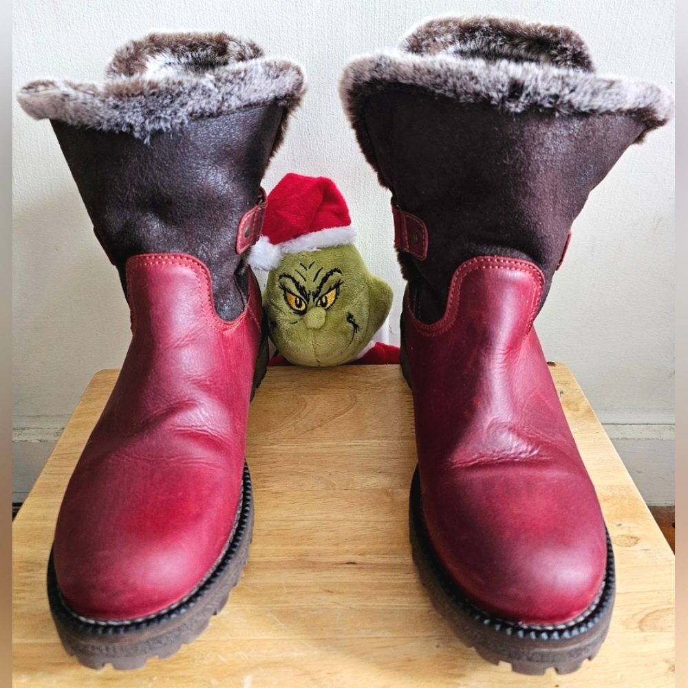 Women's Bos & Co Candy Wool-Lined Waterproof Leather Boots w/Shearling Shafts